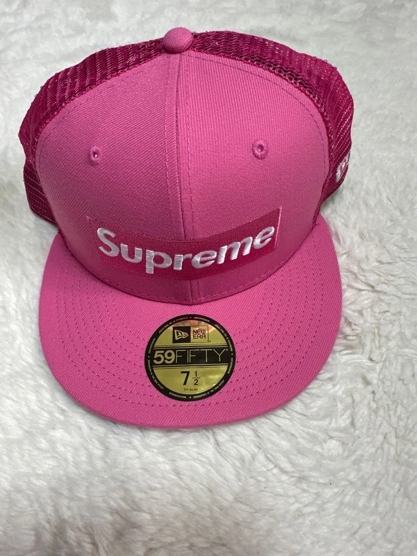 Taille 7 1/2 Supreme Box Logo Maille Backera Rose 22Ss Authentique du Japon