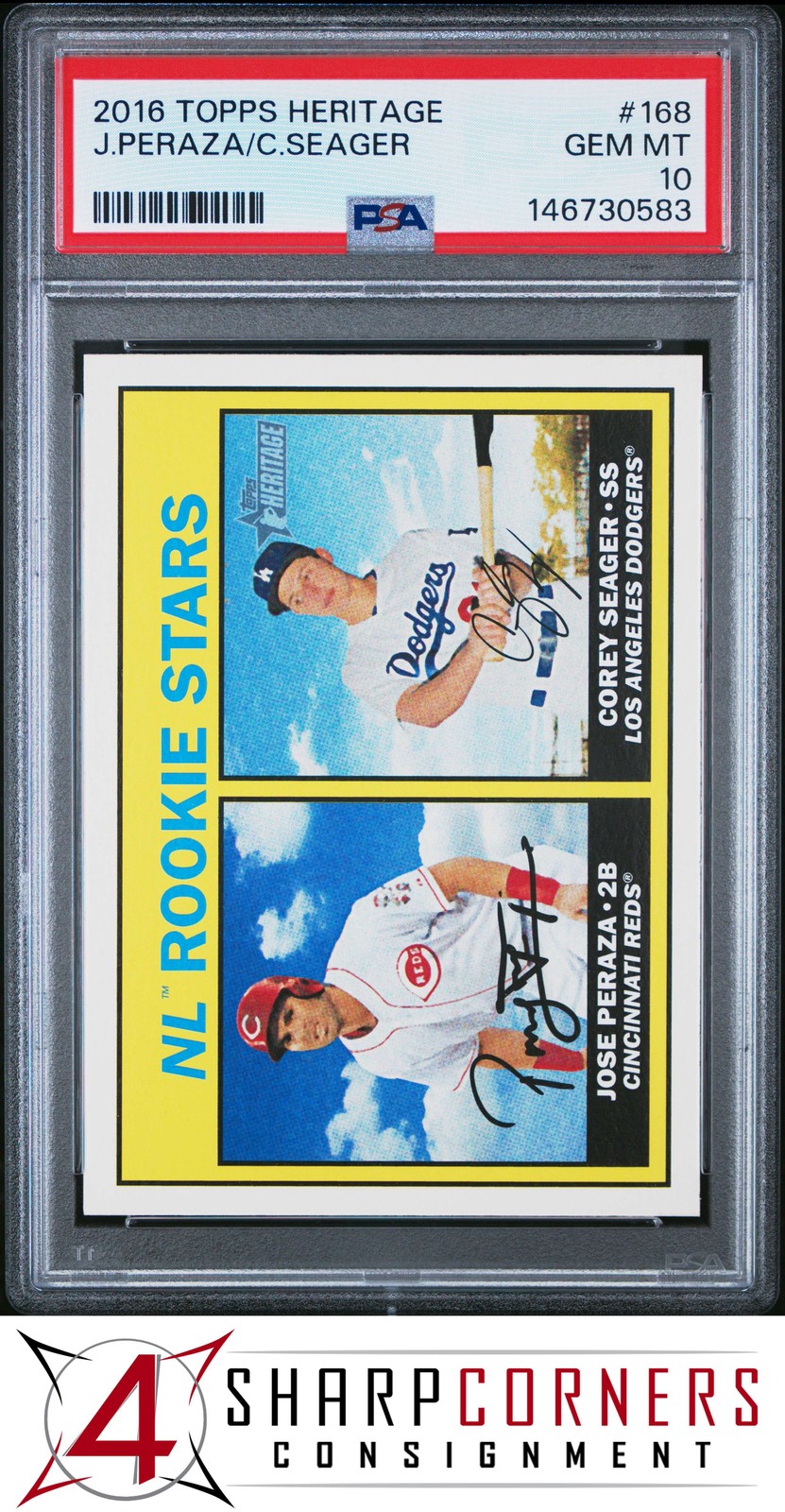 2016 TOPPS HERITAGE #168 COREY SEAGER RC DODGERS PSA 10 view 1