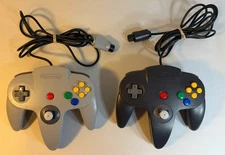 2 Official Nintendo N64 Controllers Dark and Light Gray Original OEM