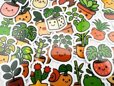 CUTE PLANTS PREMIUM VINYL STICKER PACK waterproof UV laminated car bottle decals