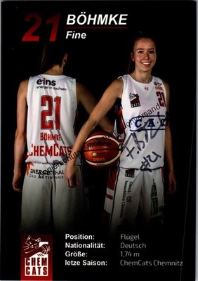 Original Autogramm Fine Böhmke Basketball Chemcats Chemnitz /// Autogramm Autogr