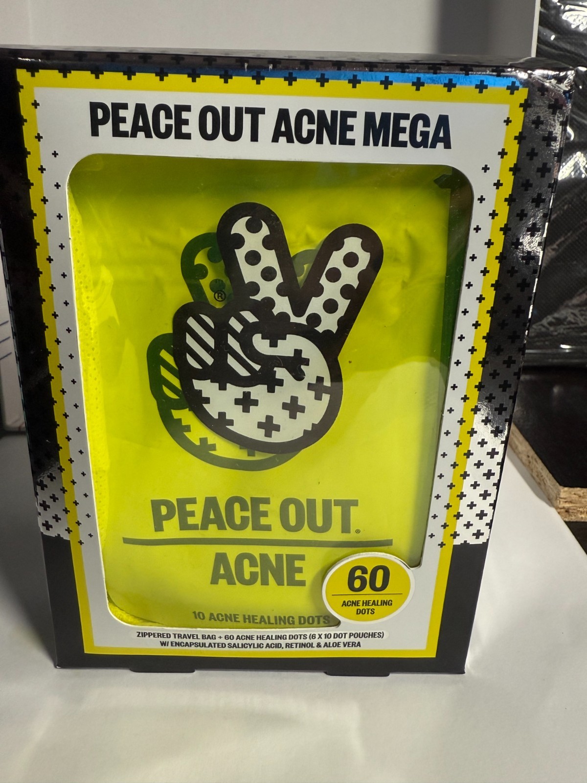 PEACE OUT Acne Mega: Zippered Travel Bag & 60 Acne Healing Dots, NEW IN BOX