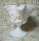 VTG 60s Moon And Stars Milk Glass Compote Candy Dish 5" X 5"