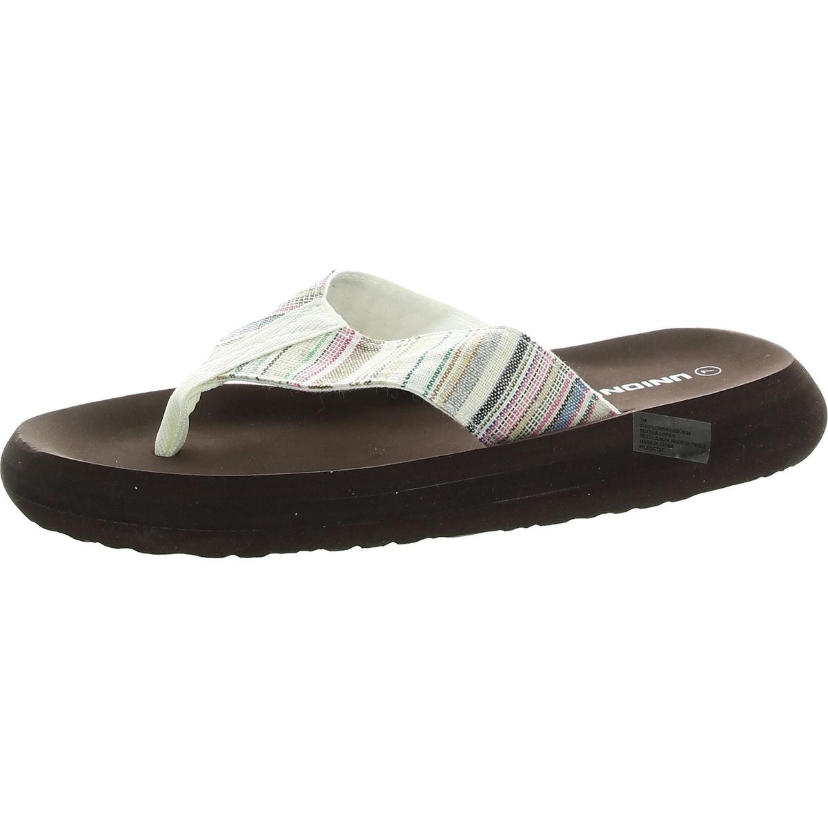 Женские шлепанцы Unionbay в полоску цвета слоновой кости с подсолнухом 7 средних размеров (B,M) BHFO 8103