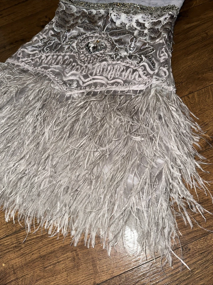 Sue Wong Cocktail Mini Dress Grey Beaded Strapless Formal Nordstrom Size 8 $699 - Image 2 of 4