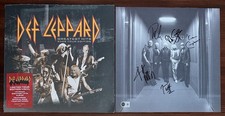 Def Leppard SIGNED Photo Card & Tour Edition Vinyl LP Beckett BAS COA Autograph