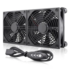 2-in-1 USB Dual Cooling Fan 120mm Adjustable Speed Compact Airflow Electronics