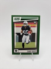 ZAMIR WHITE • 2022 SCORE FOOTBALL • GREEN PARALLEL END ZONE RC • #/6 • RAIDERS