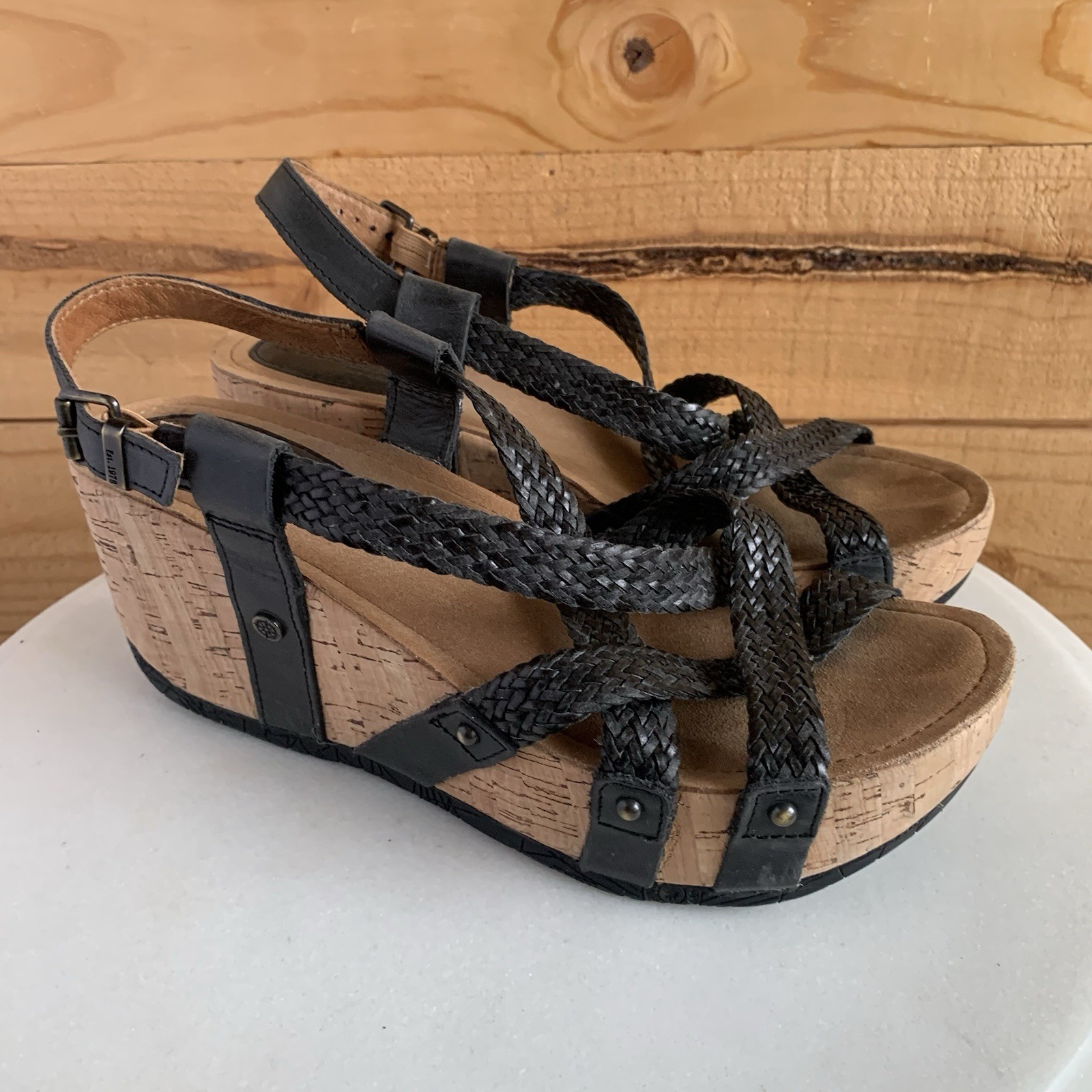 Bussola Strappy Platform Wedge Sandals 39 Braided Leather Platform Whimsigoth