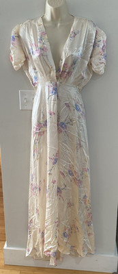 Vintage 1930s Floral Print Dressing Gown Robe Rayon
