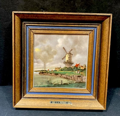 Framed Ceramic Tile Wall Art  The Windmill At Wink Bij  Duurstede  By Ruysdael.