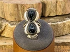 Vintage Native Navajo Sterling Silver Black Onyx 2 Stone Ring sz 5--611.26