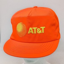 Vintage AT T Snapback Hat Blaze Orange Kansas One Call Made in USA Mens Cap