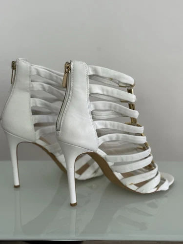 Vince Camuto Women's White/Gold Caged Gladiator Dress Stiletto/Heels Size: 8 1/2 - Imagen 6 de 15