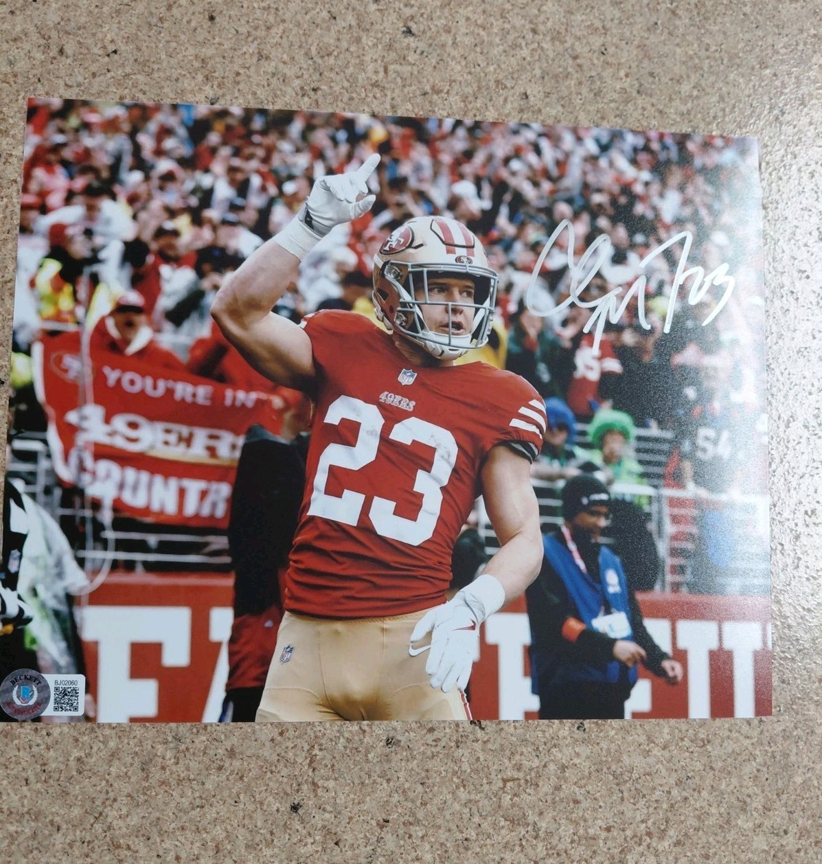 Christian McCaffrey Autographed Signed San Francisco 49ers 8x10 Photo Beckett COA Auto 