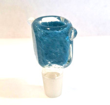 Glass Bowl Male 18mm Medium Bowl for Water Pipe - Square Frit Blue