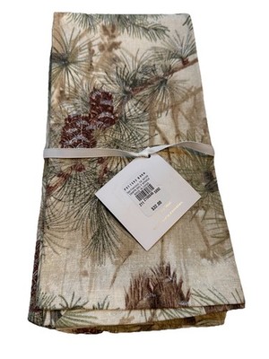 NWT Pottery Barn Holiday Snowpine & Bird Napkins Set Of 4. Sparkly Linen/Cotton