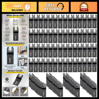 100PCS Oscillating Saw Blades Kit, Quick Release HCS Blades for Wood & Plastic