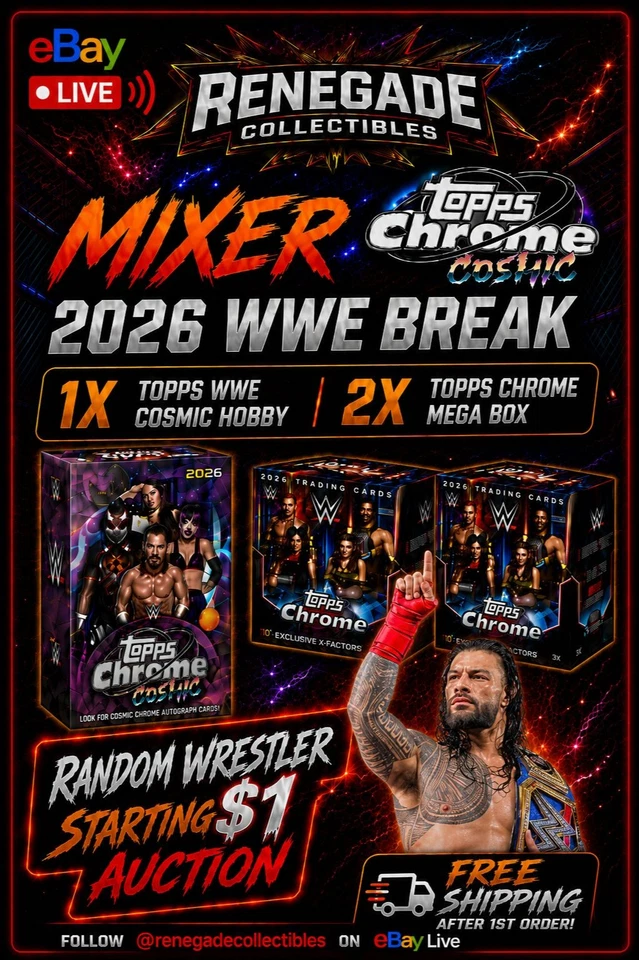 ⚡ WWE Mixer Mayhem | $1 Random Wrestler Auctions, 1x Hobby Cosmic, 2x Mega