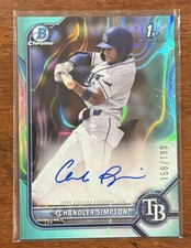 2022 Bowman Draft Chrome Auto Aqua Lava /199 Chandler Simpson Tampa Bay Rays