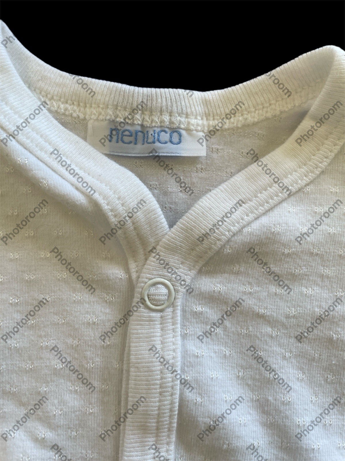 Nenuco EUC White Textured 100% Cotton Knit Snap Front Long Sl Bodyshirt-3-6Mos