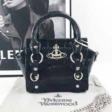 Vivienne Westwood Mini Shoulder Handbag Betty Embossed patent leather Black F/S
