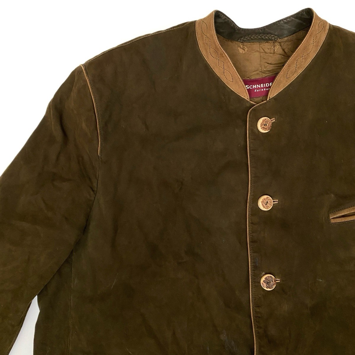 Schneiders Salzburg Mens Brown Goat Skin Suede Jacket Austrian 50