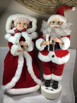 1996 Set Motion-ettes Telco Christmas 18'' Animated Musical Santa Mrs Claus   462