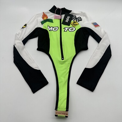 Forplay One Piece Women Medium Motorcycle Full Zip Hook And Loop..#18121