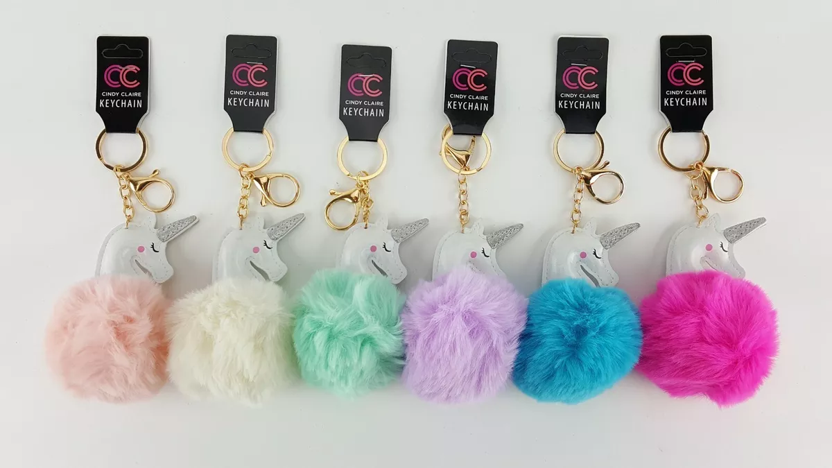 Buy 3 for $10, Purple Unicorn Puff Ball Keychain