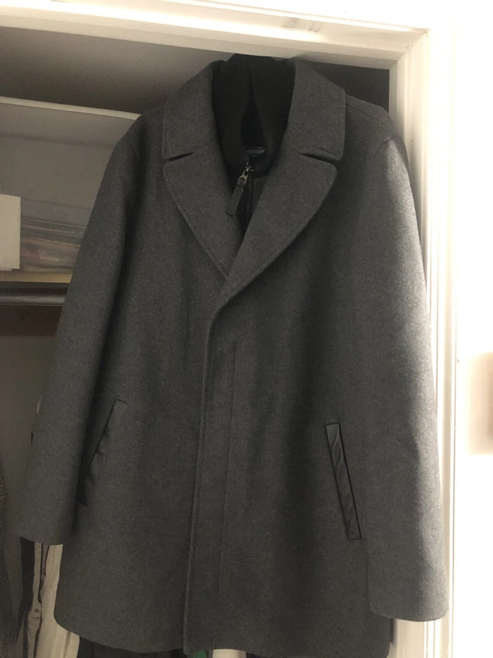 Abrigo de vestir gris nuevo de lana Mackage para hombre talla 44 Foto 2 de 4