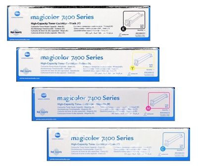 4 Toner Konica Minolta MagiColor 7450 8938621 8938622 8938623 8938624 Cartridges
