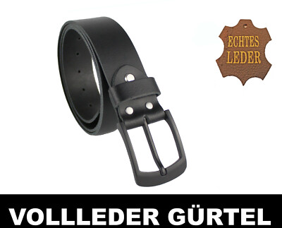 4cm Herren Ledergürtel Vollrindleder Jeansgürtel Schwarz Schnalle echte Leder