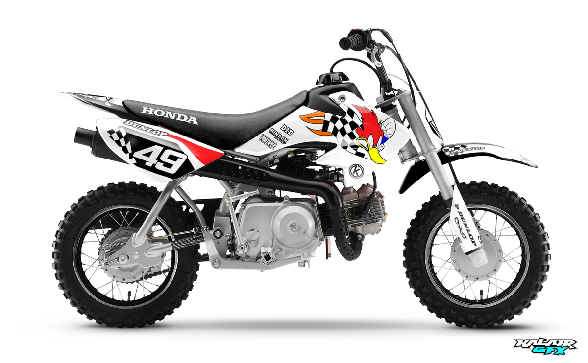 Graphics Kit for Honda CRF50 (2004-2012) or (2013+) Pecker - White