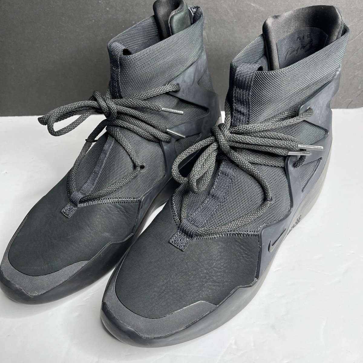 NIKE x FEAR OF GOD AIR 1 TRIPLE BLACK HIGH TOP SNEAKERS US 10 M