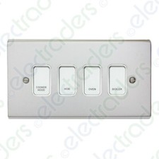 Deta Kitchen Grid Switch Polished Chrome / White Switches - 4 Gang