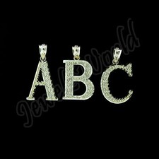10K Yellow Gold Diamond Cut Initial Letter Pendant A-Z Alphabet Necklace Charm