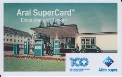 Aral SuperCard - 100 Years of Aral - Gas Station - Old Cars - VW Beetle - Mercedes?