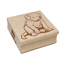 Tired Puppy Dog Sitting Sleeping Square Rubber Stamp for Stamping Crafting