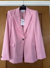 Reiss Blair Single Breasted Wool Blend Pink Blazer Size 10