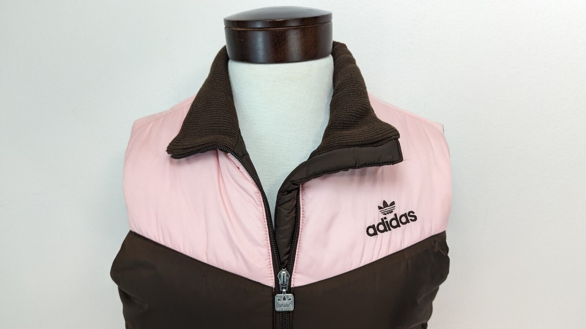 Vtg ADIDAS Women's Puffer Vest 2004 Pink Brown Full Zip Vtg ADIDAS Women's Puffer Vest 2004 Pink Brown Full Zip