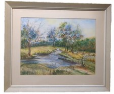 Lovely Original J. Pierson Watercolor Landscape Painting Circa 1933