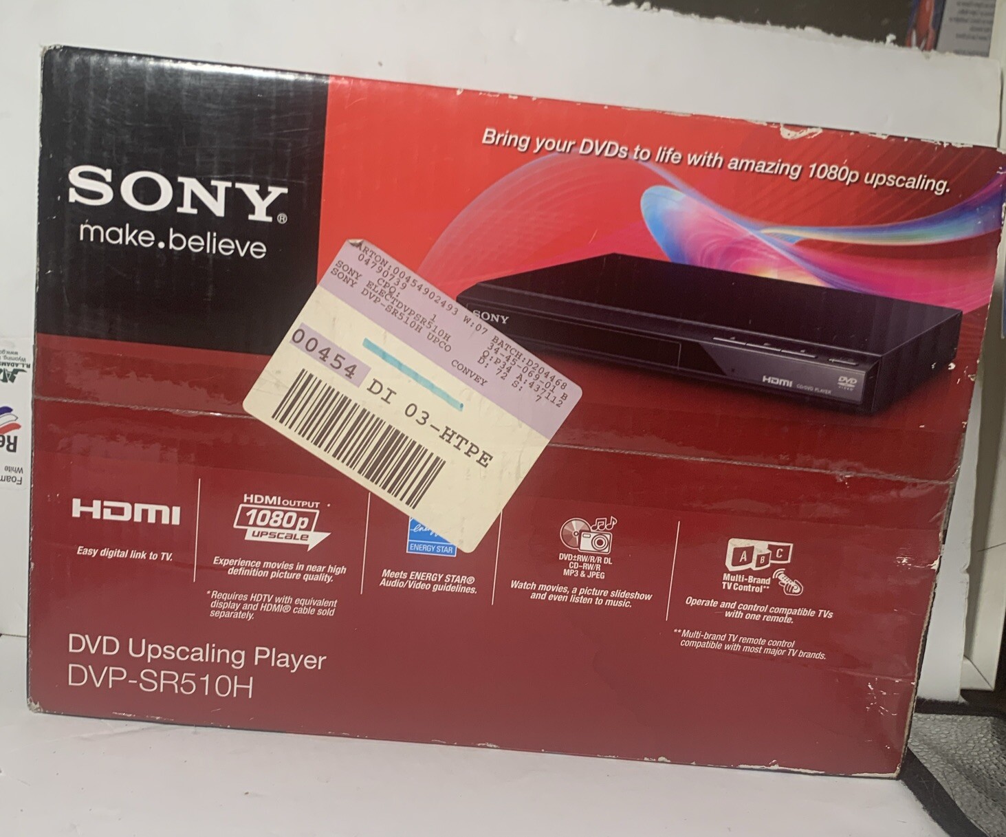 Sony DVD Player DVPSR510H Upscaling HDMI 1080p with Remote Control