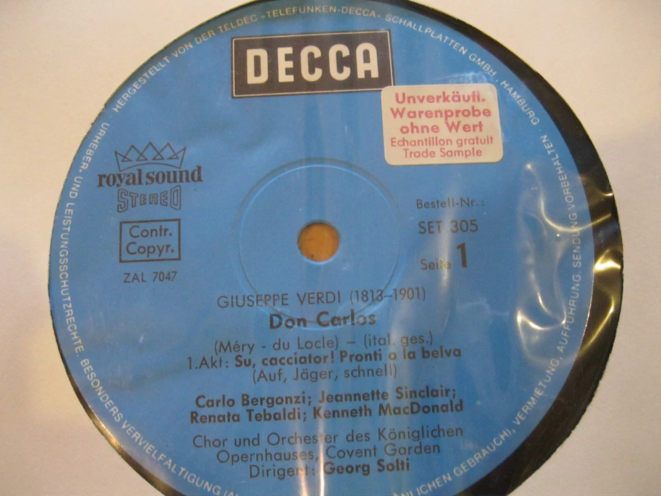 4 LP Box Verdi Don Carlos ( Carlo ) Fehldruck Promo Bumbry Vinyl Decca SET 305-8 - Bild 2 von 4