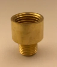 New Straight Nozzle Adapter Lamp Part , Unfinished Turned Brass, Tap 1/4F x 1/8M