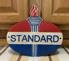 Standard Gas Oil Cast Iron Sign Vintage Style Wall Decor Garage Tools Motor