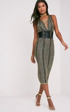 PLT AVANYA BLACK METALLIC KNITTED MIDI DRESS UK 6 RRP £35 LN012 HH 02