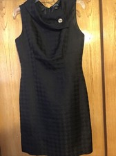 TAHARI Black Zip back sleeveless Pencil sheath Cowl Neckline  dress size-6