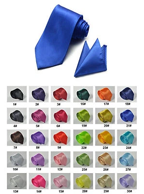 SET schmale Krawatte dünne KRAWATTE und EINSTECKTUCH viele Farben    NEU - Bild 1 von 2