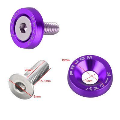 20pcs Purple Billet Aluminum Fender/Bumper Washer/Bolt Engine Bay Dress Up Kit